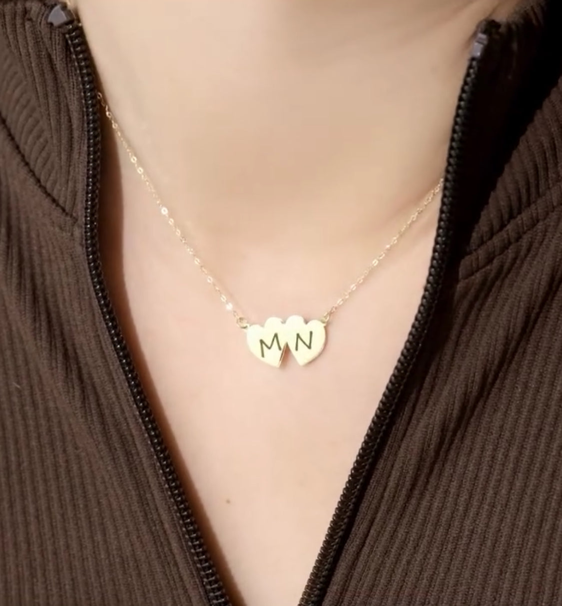 Collier double cœur 💕 en Or 18 carats . Unique & Elegant