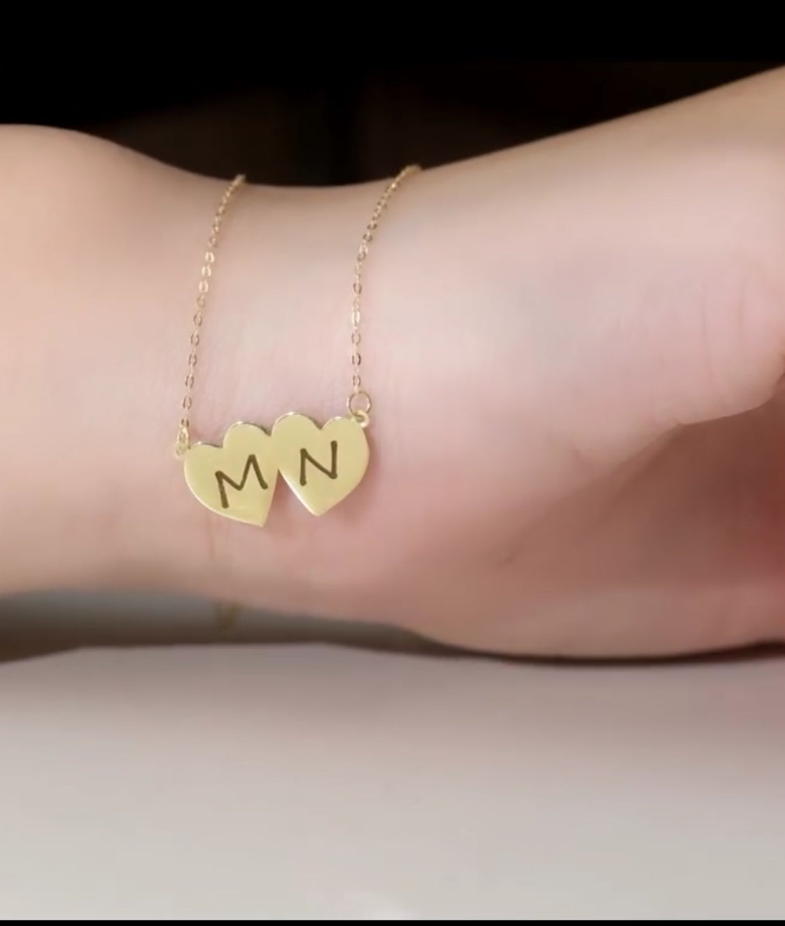 Collier double cœur 💕 en Or 18 carats . Unique & Elegant