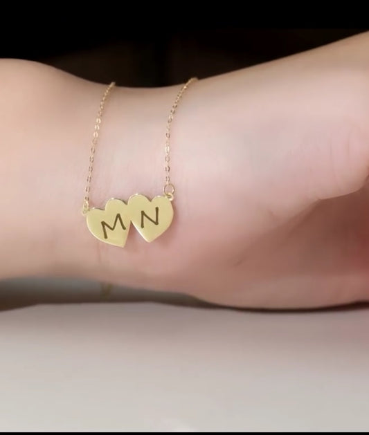 Collier double cœur 💕 en Or 18 carats . Unique & Elegant