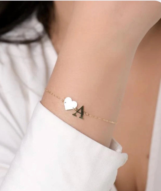 Gourmette cœur personnalisée en Or 18 carats.