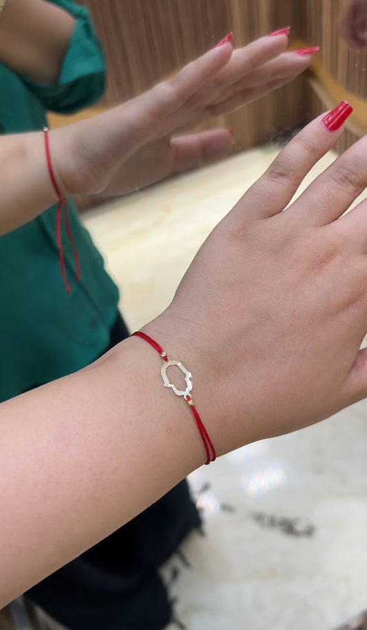 Bracelet khemissa en Or 18 carats avec 2 boules d’or. Tous les couleurs disponibles