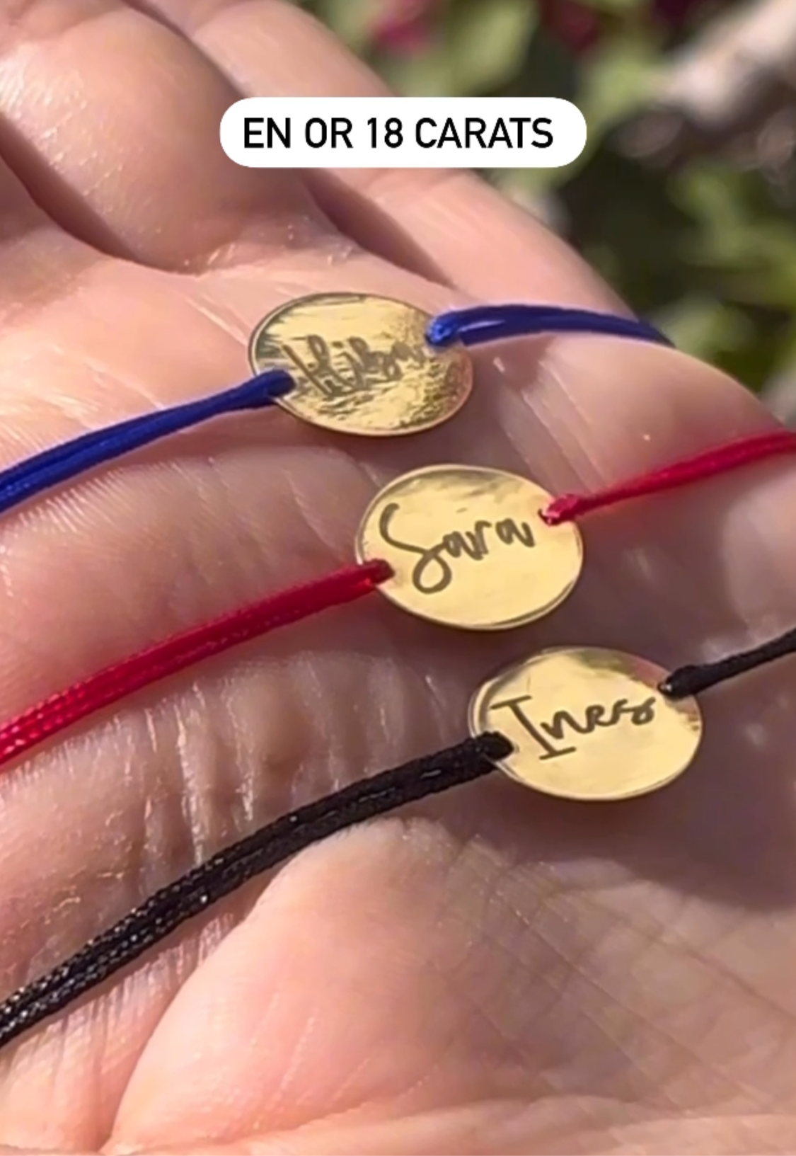 Cordon Ovale en Or 18k . Tous les prénoms disponibles