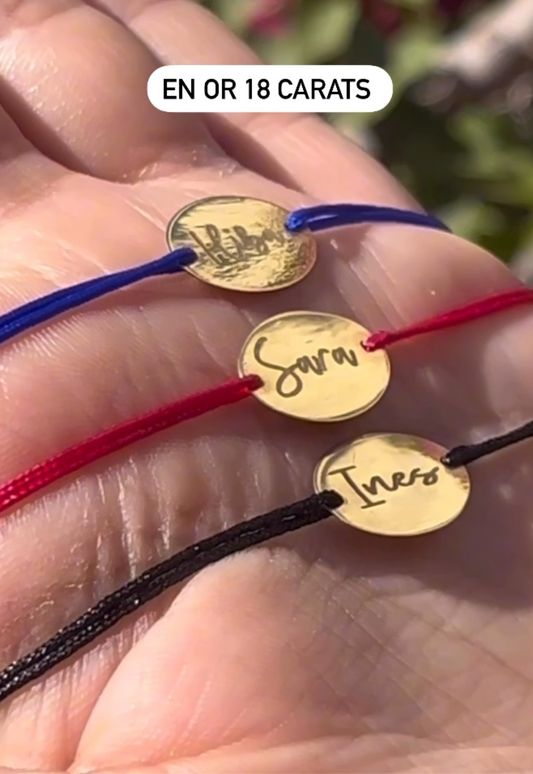 Cordon Ovale en Or 18k . Tous les prénoms disponibles